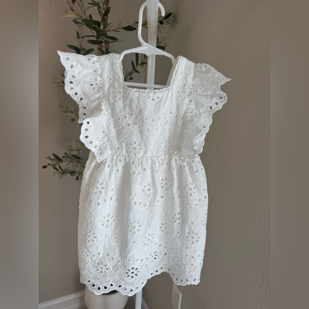Zara White Eyelet Kids Dress